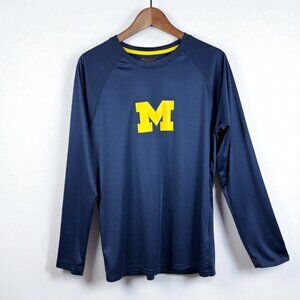 Champion Michigan Wolverines Long Sleeve Shirt Navy Medium Athletic Tee Unisex